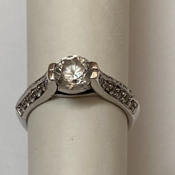 Sterling Silver CZ Wedding Band Set - Picture 4 of 8